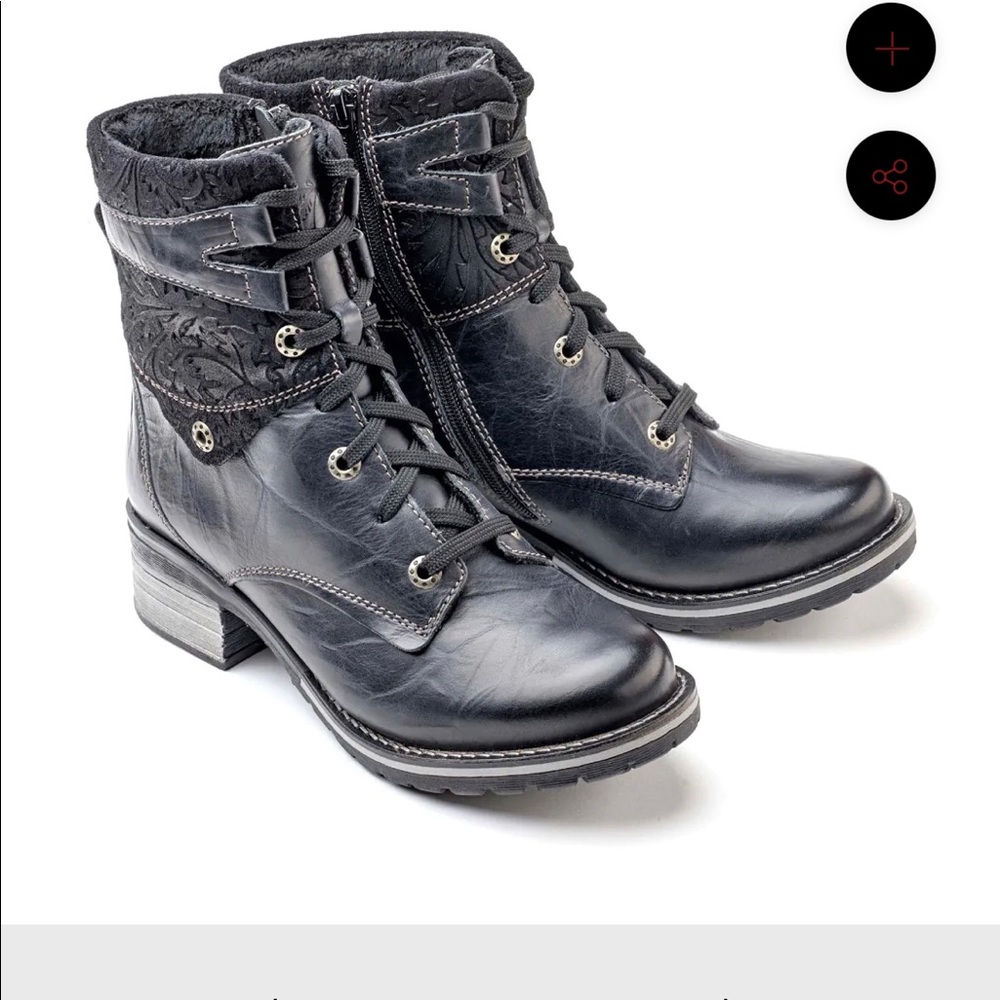 Dromedaris Leather Lace-Up Ankle boots - Kara Black Print (Size 38, 7.5)